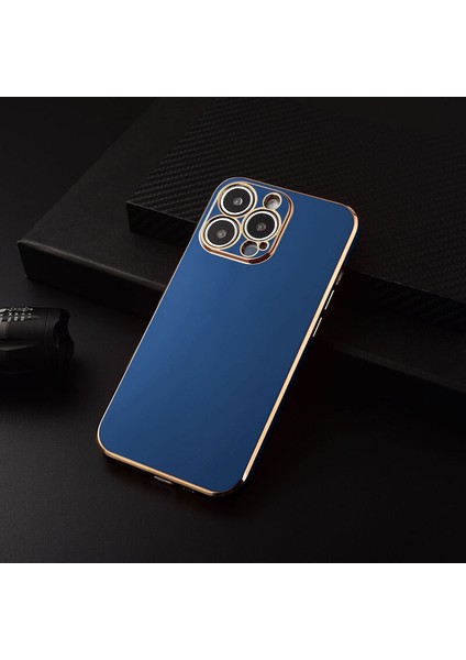 Apple iPhone 14 Pro Kılıf Golden Silikon Kılıf Petrol Mavisi
