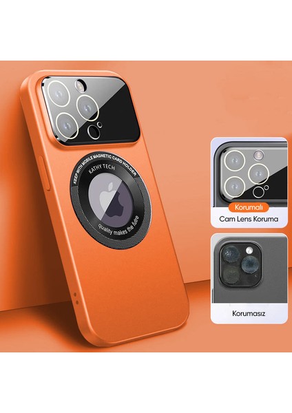 Apple iPhone 13 Pro Max Kılıf Zebana Lenix Silikon Kılıf (Kablosuz Şarj Destekli) Turuncu modelleri