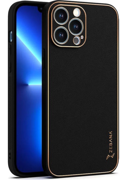 Apple iPhone 12 Pro Kılıf Zebana Gold Design Deri Kılıf Siyah fiyatları