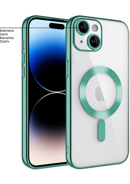 Apple iPhone 14 Plus Kılıf Magsafe Glint Silikon Kılıf Yeşil fiyatları