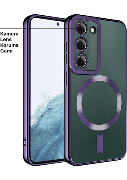 Samsung Galaxy S23 Plus Kılıf Magsafe Glint Silikon Kılıf (Kablosuz Şarj Destekli) Rose Gold