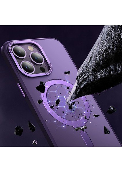 Apple iPhone 14 Pro Max Kılıf Zebana First Class Standlı Silikon Kılıf (Kablosuz Şarj Destekli) Açık Mavi