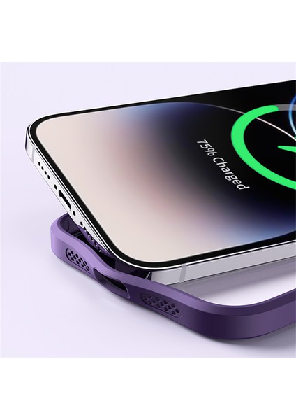 Apple iPhone 14 Pro Max Kılıf Zebana First Class Standlı Silikon Kılıf (Kablosuz Şarj Destekli) Açık Mavi