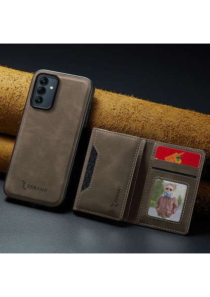 Samsung Galaxy A35 Uyumlu Kılıf Zebana 2in1 Elite Class Cüzdanlı Deri Kılıf Koyu Kahverengi