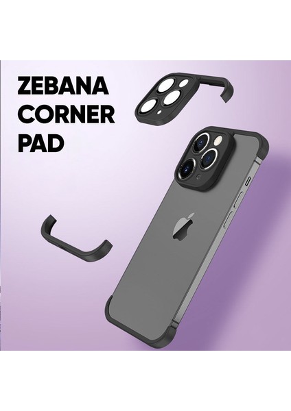 Apple iPhone 11 Pro Max Kılıf Zebana Corner Pad (Kamera ve Köşe Koruyucu) Siyah