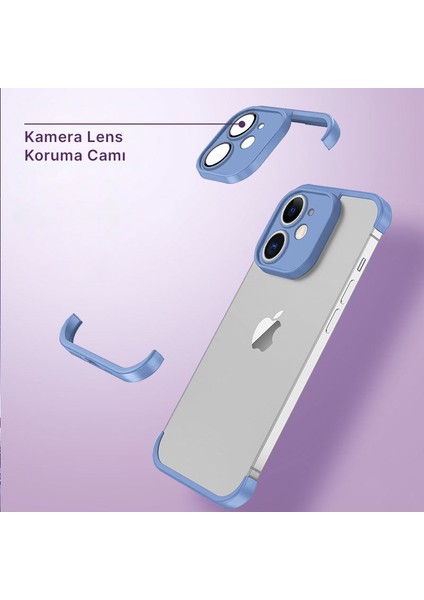 Apple iPhone 12 Kılıf Zebana Corner Pad (Kamera ve Köşe Koruyucu) Sierra Mavisi