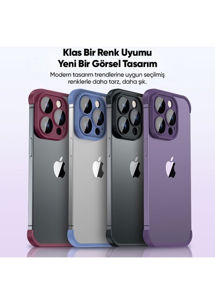 Apple iPhone 12 Pro Kılıf Zebana Corner Pad (Kamera ve Köşe Koruyucu) Derin Mor