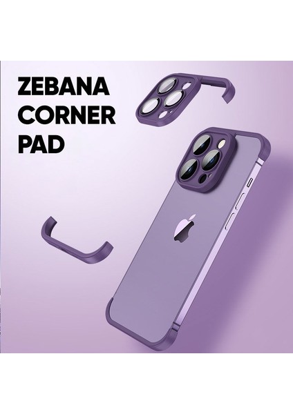 Apple iPhone 12 Pro Kılıf Zebana Corner Pad (Kamera ve Köşe Koruyucu) Derin Mor