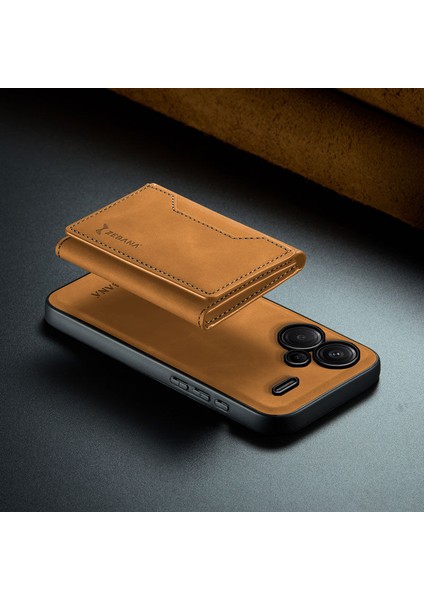 Xiaomi Redmi Note 13 Pro Plus 5g Uyumlu Kılıf Zebana 2in1 Elite Class Cüzdanlı Deri Kılıf Kahverengi fiyatları