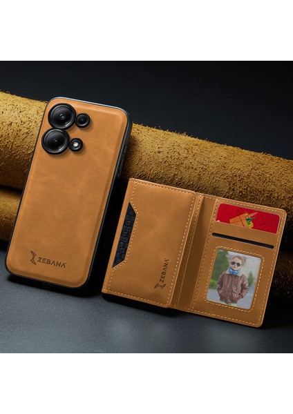 Xiaomi Poco M6 Pro Uyumlu Kılıf Zebana 2in1 Elite Class Cüzdanlı Deri Kılıf Kahverengi