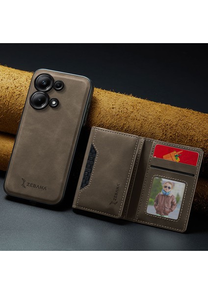 Xiaomi Poco M6 Pro Uyumlu Kılıf Zebana 2in1 Elite Class Cüzdanlı Deri Kılıf Koyu Kahverengi