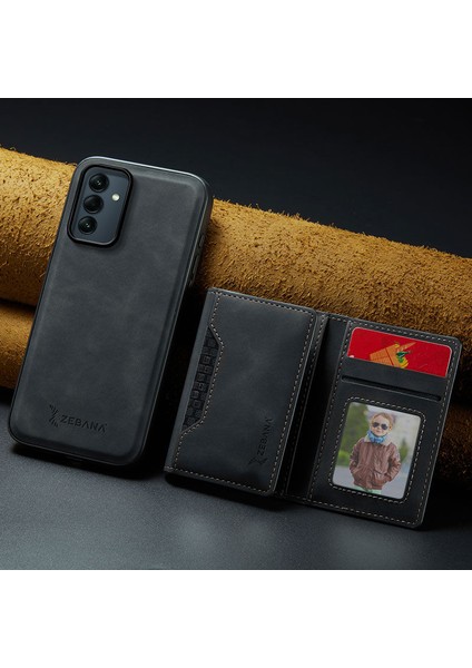 Samsung Galaxy A55 Uyumlu Kılıf Zebana 2in1 Elite Class Cüzdanlı Deri Kılıf Siyah