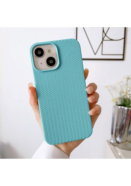 Apple iPhone 14 Uyumlu Kılıf Zebana Woven Silikon Kılıf Turkuaz