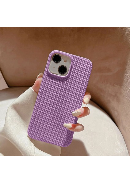 Apple iPhone 14 Uyumlu Kılıf Zebana Woven Silikon Kılıf Lila fiyatları