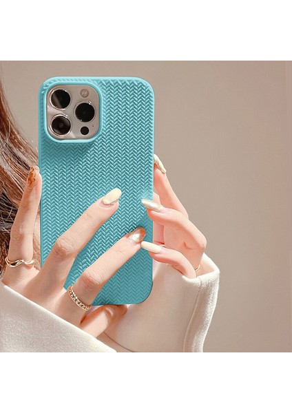 Apple iPhone 14 Pro Uyumlu Kılıf Zebana Woven Silikon Kılıf Turkuaz modelleri