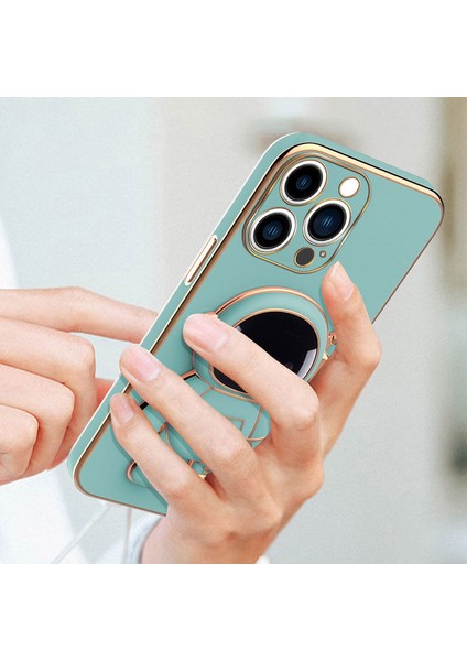 Apple iPhone 12 Pro Uyumlu Kılıf Standlı Astronot Silikon Kılıf Açık Mavi modelleri