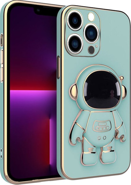 Apple iPhone 12 Pro Uyumlu Kılıf Standlı Astronot Silikon Kılıf Açık Mavi fırsatları