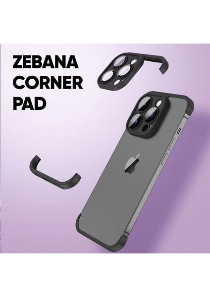 Apple iPhone 13 Pro Max Kılıf Zebana Corner Pad (Kamera ve Köşe Koruyucu) Siyah