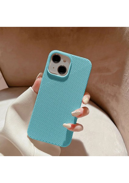 Apple iPhone 15 Uyumlu Kılıf Zebana Woven Silikon Kılıf Turkuaz