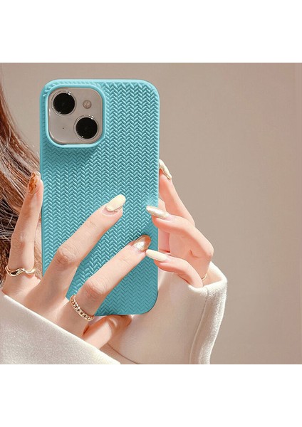 Apple iPhone 15 Uyumlu Kılıf Zebana Woven Silikon Kılıf Turkuaz
