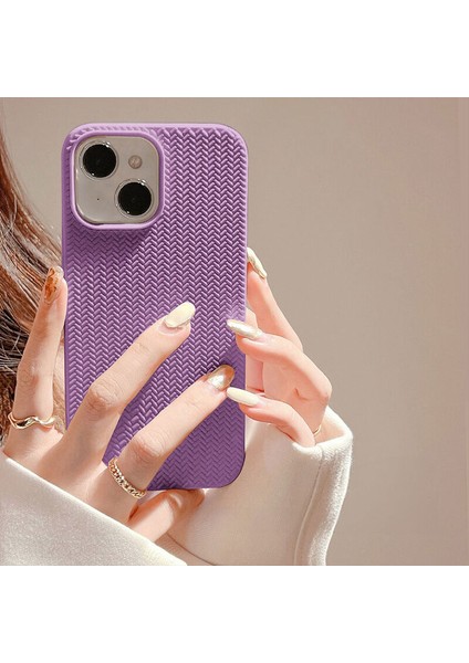 Apple iPhone 15 Plus Uyumlu Kılıf Zebana Woven Silikon Kılıf Lila modelleri