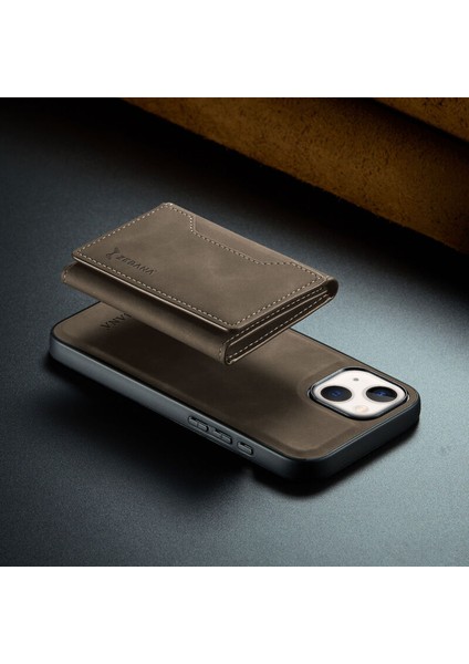 Apple iPhone 13 Uyumlu Kılıf Zebana 2in1 Elite Class Cüzdanlı Deri Kılıf Koyu Kahverengi fırsatları