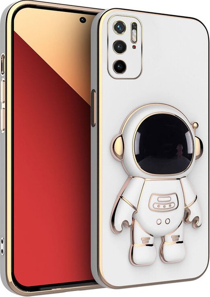 Xiaomi Poco M3 Pro 5g Uyumlu Kılıf Standlı Astronot Silikon Kılıf Beyaz