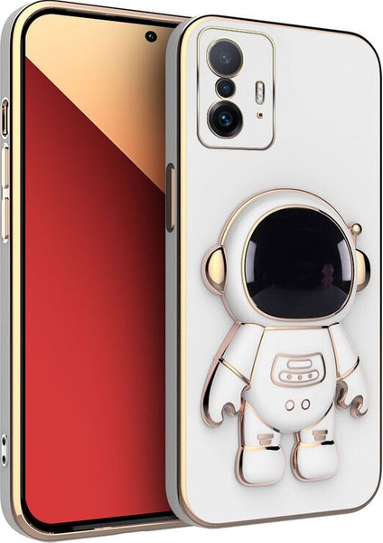 Xiaomi Mi 11T Uyumlu Kılıf Standlı Astronot Silikon Kılıf Beyaz