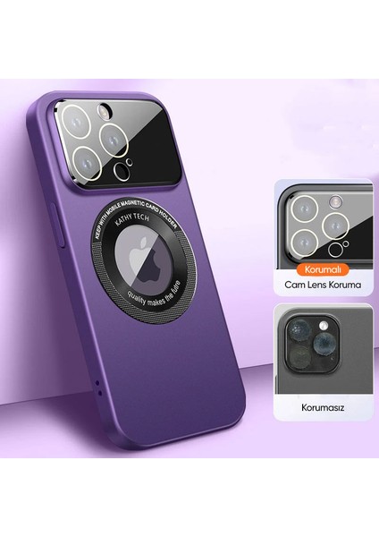 Apple iPhone 14 Pro Max Kılıf Zebana Lenix Silikon Kılıf (Kablosuz Şarj Destekli) Derin Mor