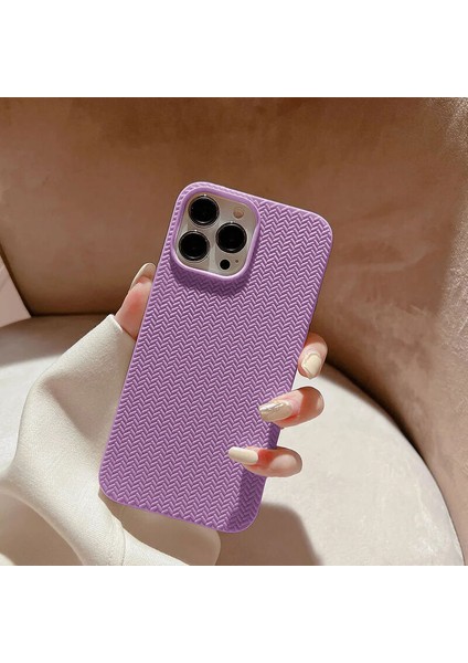 Apple iPhone 15 Pro Max Uyumlu Kılıf Zebana Woven Silikon Kılıf Lila fiyatları
