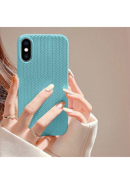 Apple iPhone Xs Uyumlu Kılıf Zebana Woven Silikon Kılıf Turkuaz