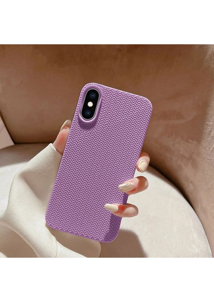 Apple iPhone Xs Uyumlu Kılıf Zebana Woven Silikon Kılıf Lila