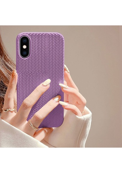 Apple iPhone Xs Uyumlu Kılıf Zebana Woven Silikon Kılıf Lila