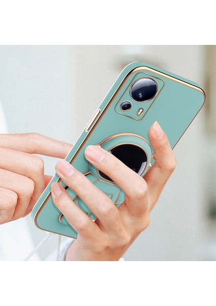 Xiaomi Mi 13 Lite Uyumlu Kılıf Standlı Astronot Silikon Kılıf Açık Mavi modelleri
