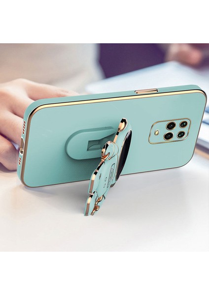 Xiaomi Redmi Note 9 Pro Max Uyumlu Kılıf Standlı Astronot Silikon Kılıf Açık Mavi