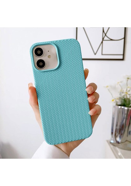 Apple iPhone 11 Uyumlu Kılıf Zebana Woven Silikon Kılıf Turkuaz