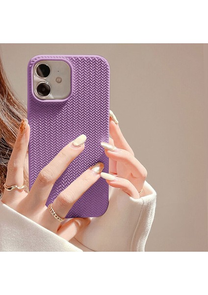 Apple iPhone 11 Uyumlu Kılıf Zebana Woven Silikon Kılıf Lila modelleri