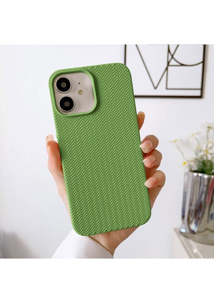 Apple iPhone 11 Uyumlu Kılıf Zebana Woven Silikon Kılıf Açık Yeşil