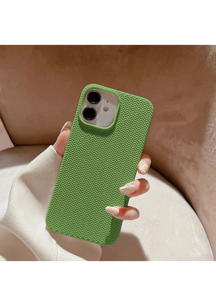 Apple iPhone 11 Uyumlu Kılıf Zebana Woven Silikon Kılıf Açık Yeşil