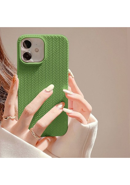 Apple iPhone 11 Uyumlu Kılıf Zebana Woven Silikon Kılıf Açık Yeşil