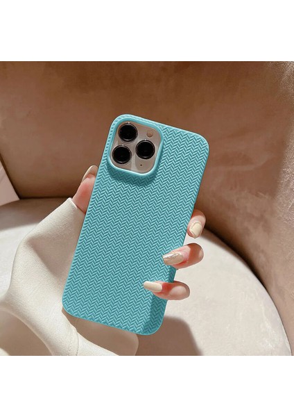 Apple iPhone 11 Pro Uyumlu Kılıf Zebana Woven Silikon Kılıf Turkuaz