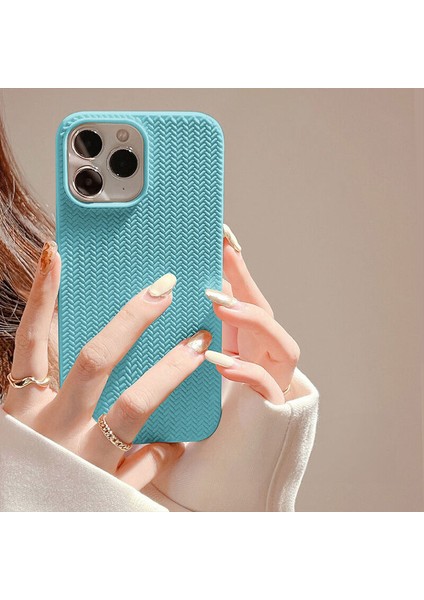 Apple iPhone 11 Pro Uyumlu Kılıf Zebana Woven Silikon Kılıf Turkuaz