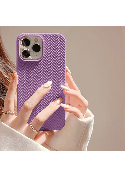 Apple iPhone 11 Pro Uyumlu Kılıf Zebana Woven Silikon Kılıf Lila