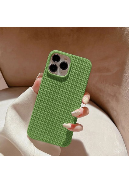 Apple iPhone 11 Pro Uyumlu Kılıf Zebana Woven Silikon Kılıf Açık Yeşil