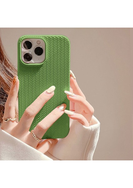 Apple iPhone 11 Pro Uyumlu Kılıf Zebana Woven Silikon Kılıf Açık Yeşil