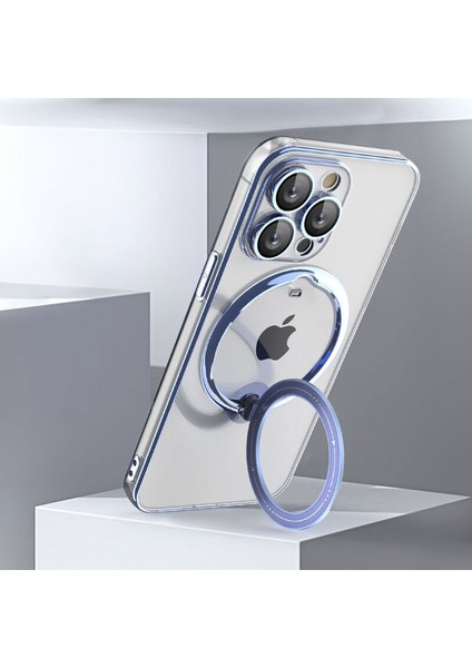 Apple iPhone 14 Pro Max Uyumlu Kılıf Zebana Manyetik Standlı Most Silikon Kılıf (Kablosuz Şarj Destekli) Derin Mor