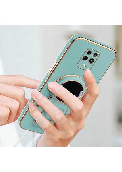 Xiaomi Redmi Note 9 Pro Max Uyumlu Kılıf Standlı Astronot Silikon Kılıf Açık Mavi