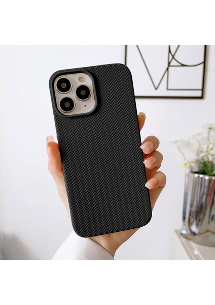 Apple iPhone 11 Pro Max Uyumlu Kılıf Zebana Woven Silikon Kılıf Siyah