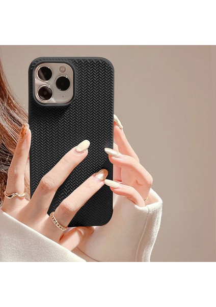 Apple iPhone 11 Pro Max Uyumlu Kılıf Zebana Woven Silikon Kılıf Siyah