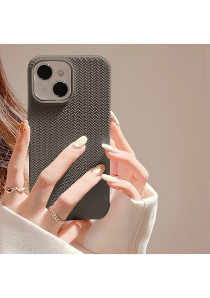 Apple iPhone 13 Uyumlu Kılıf Zebana Woven Silikon Kılıf Gri modelleri
